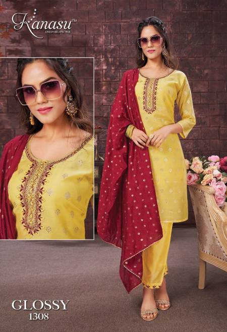 Kanasu Glossy Exclusive Wear Wholesale Ready Made Suit Collection
